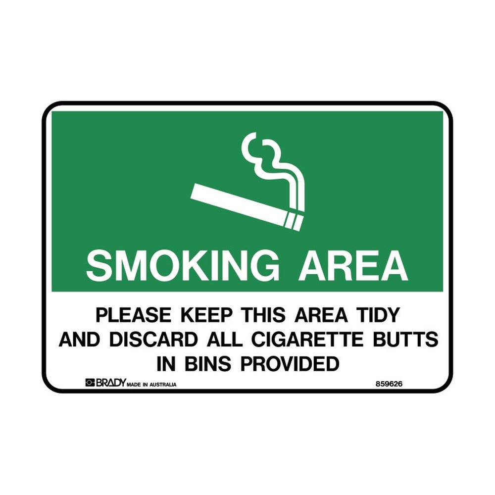 Sign Smoking Area Please Keep Tidy 300 X 225 Metal 430109 859628