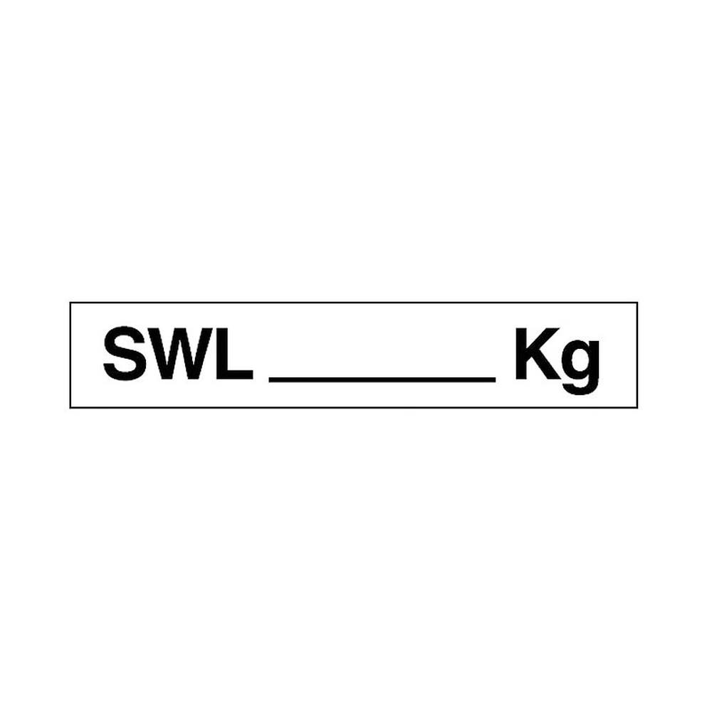 Label Vinyl 'SWL KG' Self Adhesive 125 X 600mm Brady 450901 836425