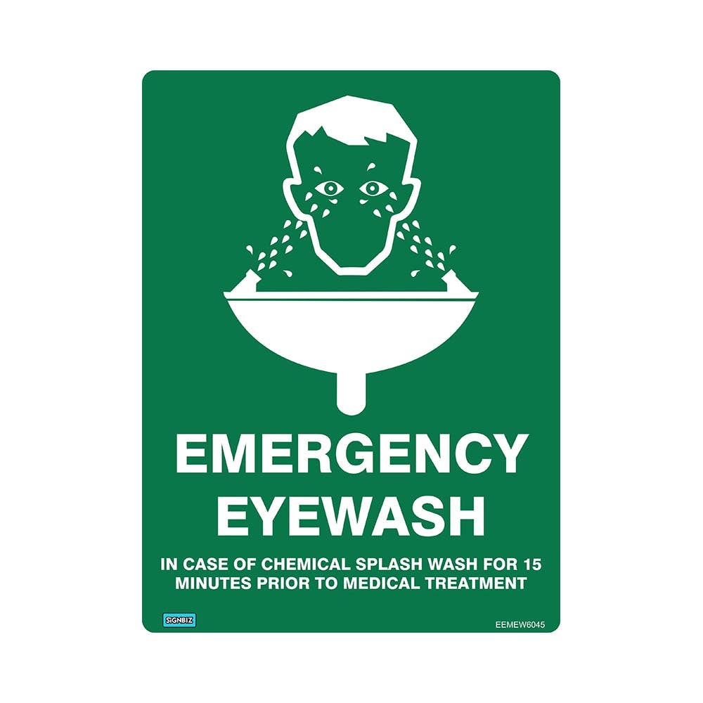 Sign EMERGENCY EYE WASH 225 X 300mm Meatal UV Laminated_452509_EEMEW3022MUV