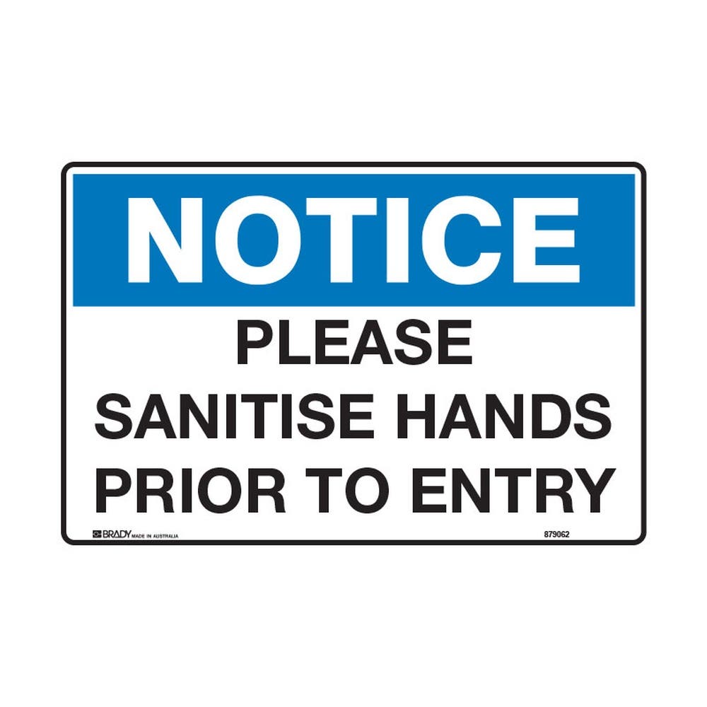 Sign Poly 225 X 300 Please Sanitise Hands Prior To Entry 879063 456004 879063