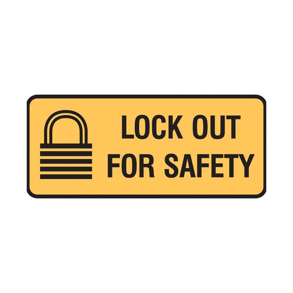 Sign Lock Out For Safety 300 X 125 Self Sticker 459018 840311