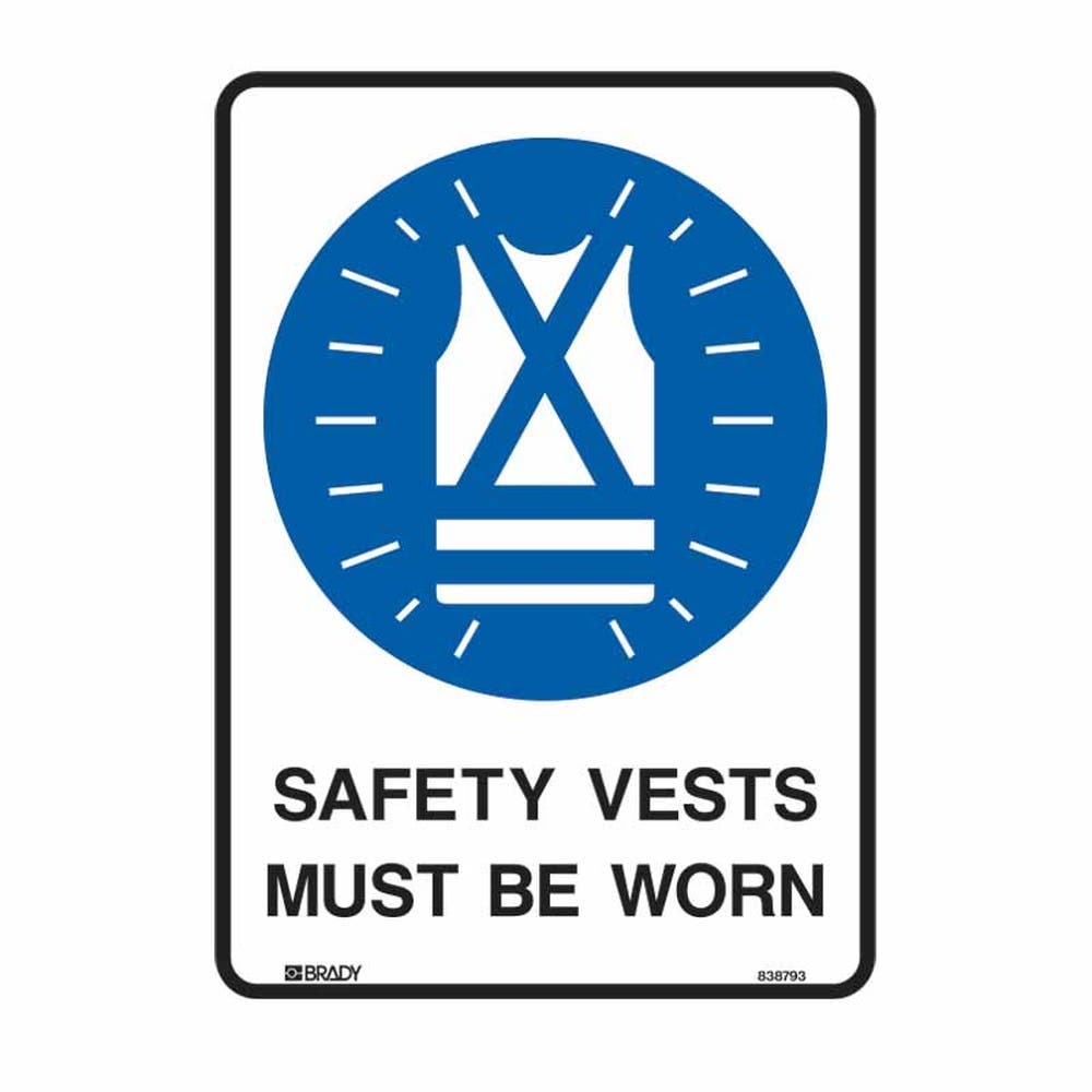 Sign Safety Vest Must Be Worn 450 X 300mm Poly 460479 838792