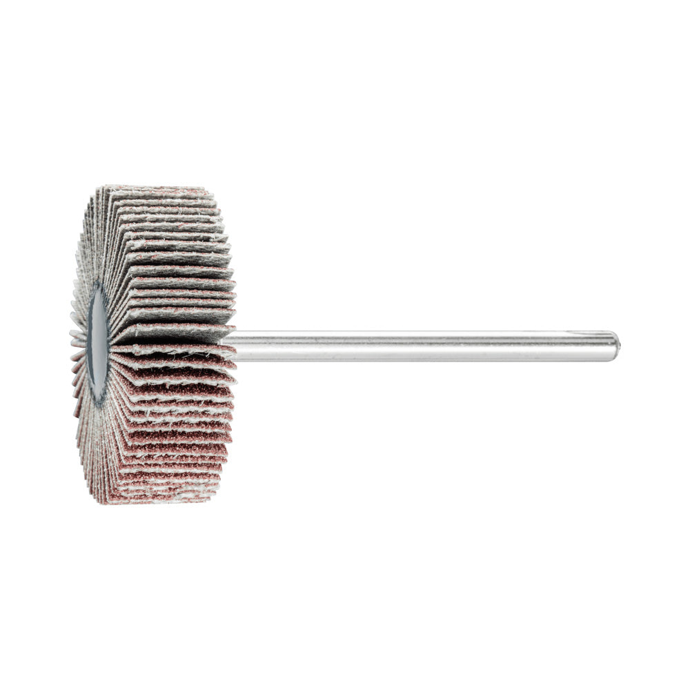 Alum oxide mounted flap wheel F 30x10 mm shank 3 mm A150 fine grind/finish_40108266_44402153