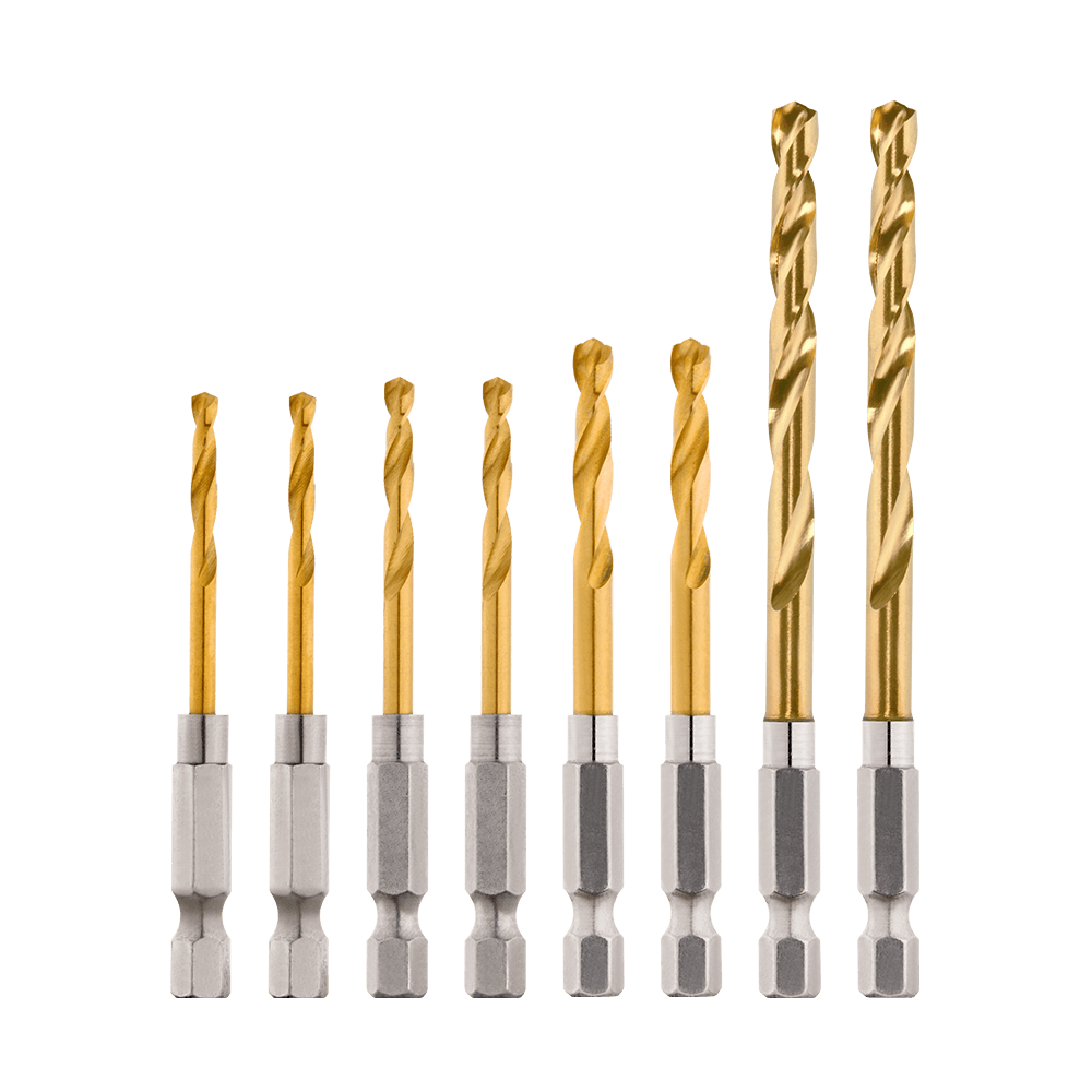 SHOCKWAVE Red Helix Titanium Drill Bit Rivet Size Set 8 Pack 47501295 48894868