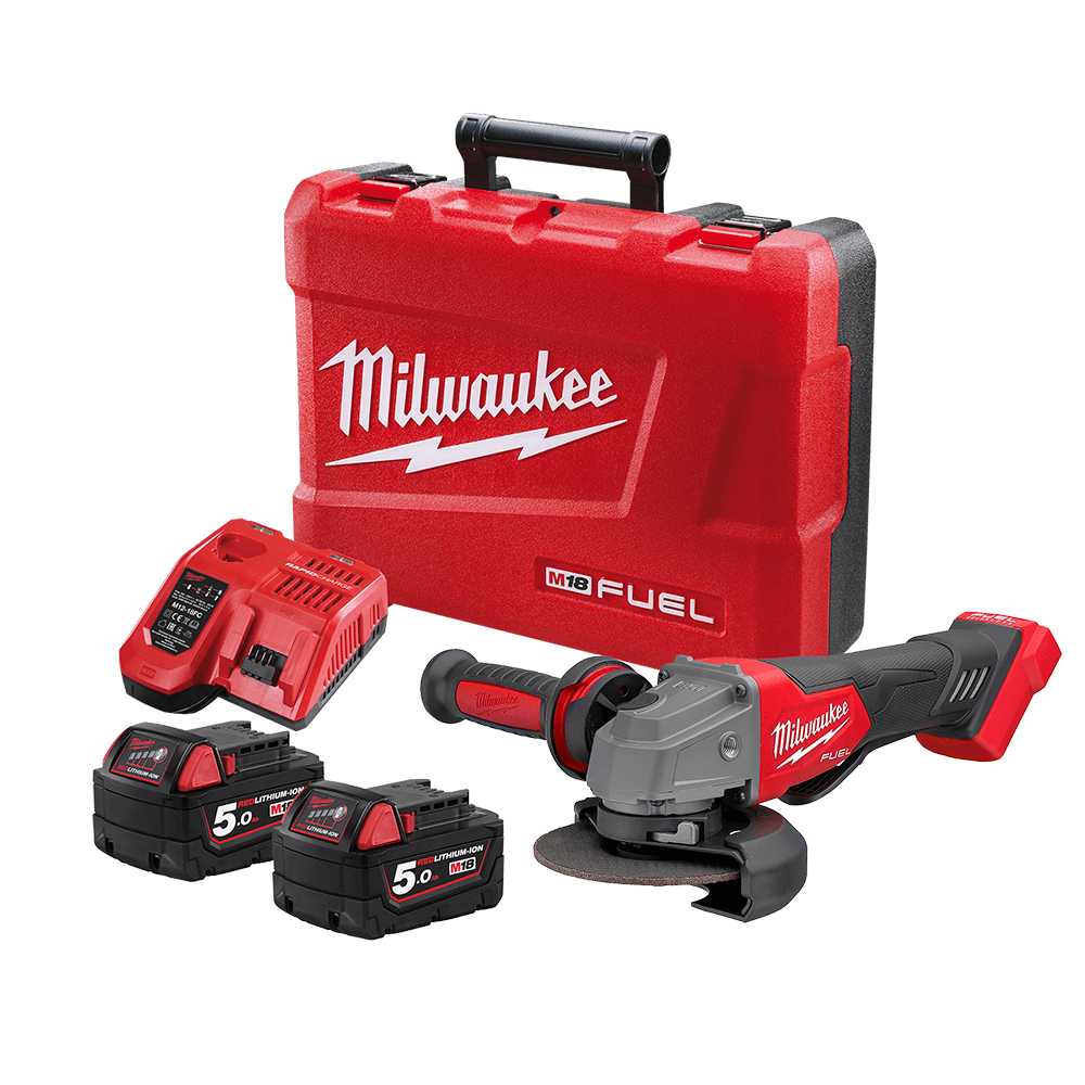 Grinder Angle 125mm 5'' M18 Fuel 2x 5.0ah Batteries + Charger Milwaukee 484139 M18FAG125XPD-502C