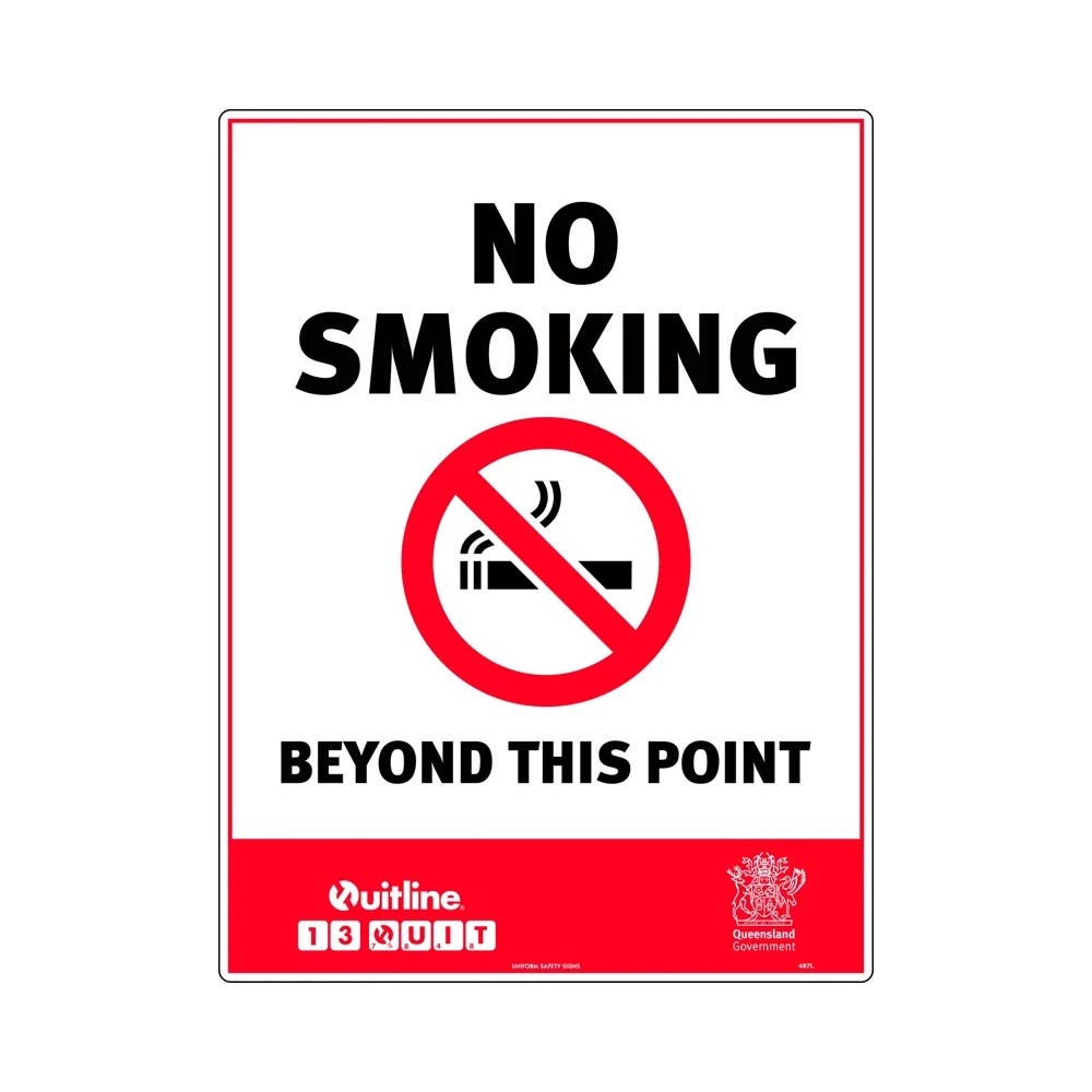 Sign No Smoking Beyond This Point (QLD Standard) 600 X 450mm Metal_40059286_487LM