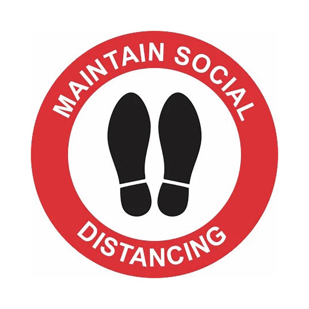 Decal Floor '' Maintain Social Distancing '' 300mm Diameter R12 Slip Rating_508850_FGMSD300A