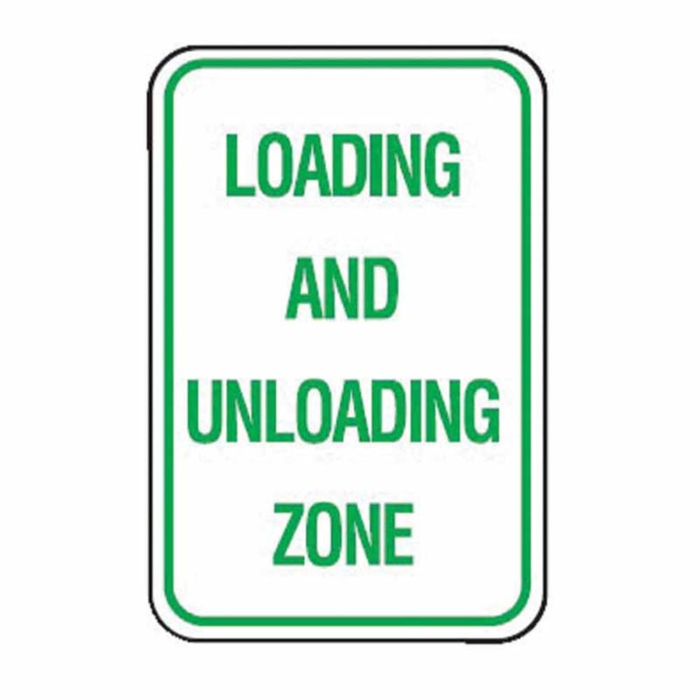 Loading And Unloading Zone Sign H450 X W300mm Green/White 512168 832780