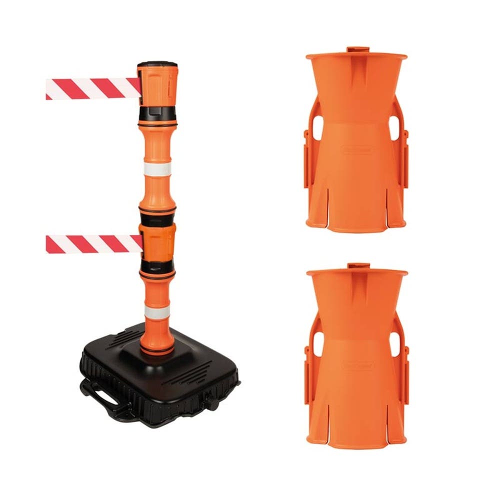 Retractable Barrier Double Head Red/White Post & Base Kit Brady EasyExtend 519659 307MUD201