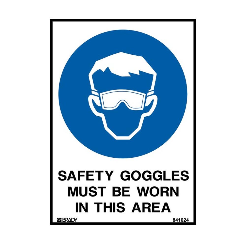 Sign - Safety Goggles Must Be Worn In This Area (metal) H300mm X W225mm 527215 841023