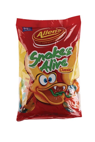 Allens Lollies Snakes Alive 1.3Kg 87000025 109108