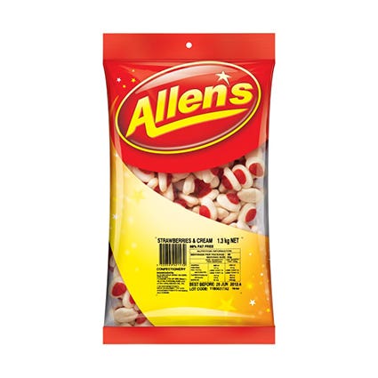 Allens Lollies Strawberries + Cream 1.3Kg 1032068 109110
