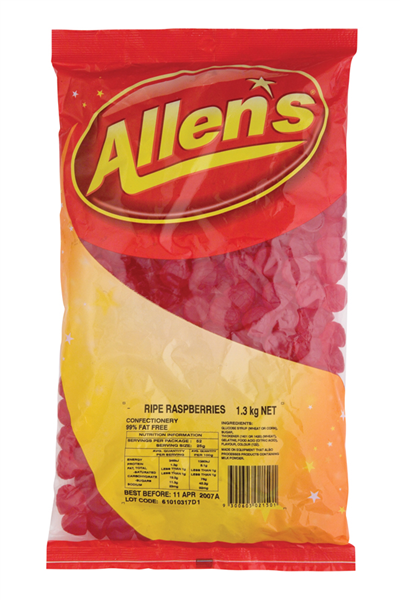 Allens Lollies Raspberries 1.3Kg 87000020 109107