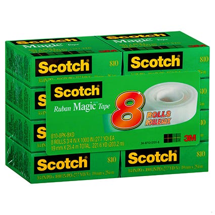 Scotch Magic Tape 810 19mm X 25M Refill Pack 8 535023200 SCT70005190460