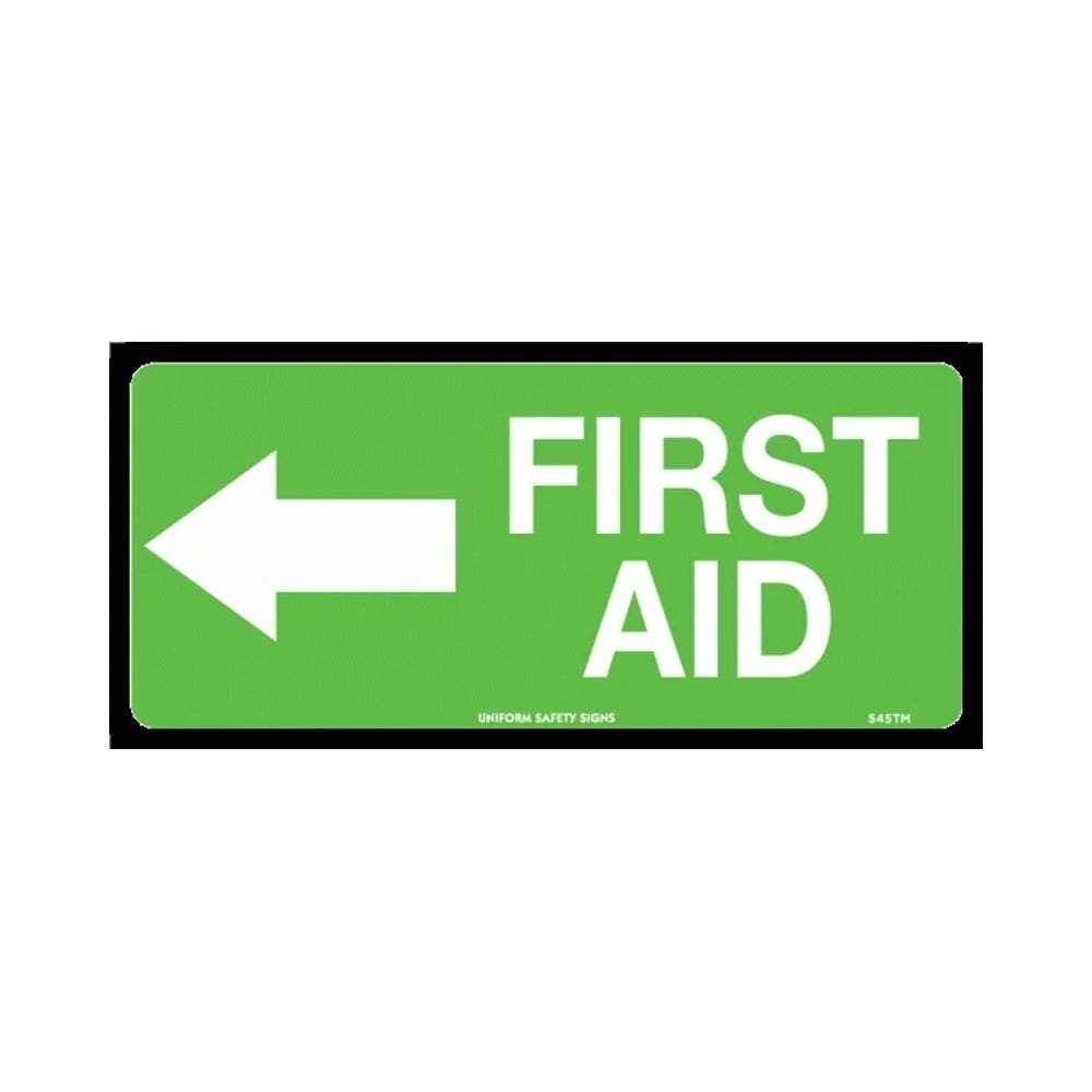 Sign Adhesive First Aid with Left Arrow 300x140mm_36013986_545TMA