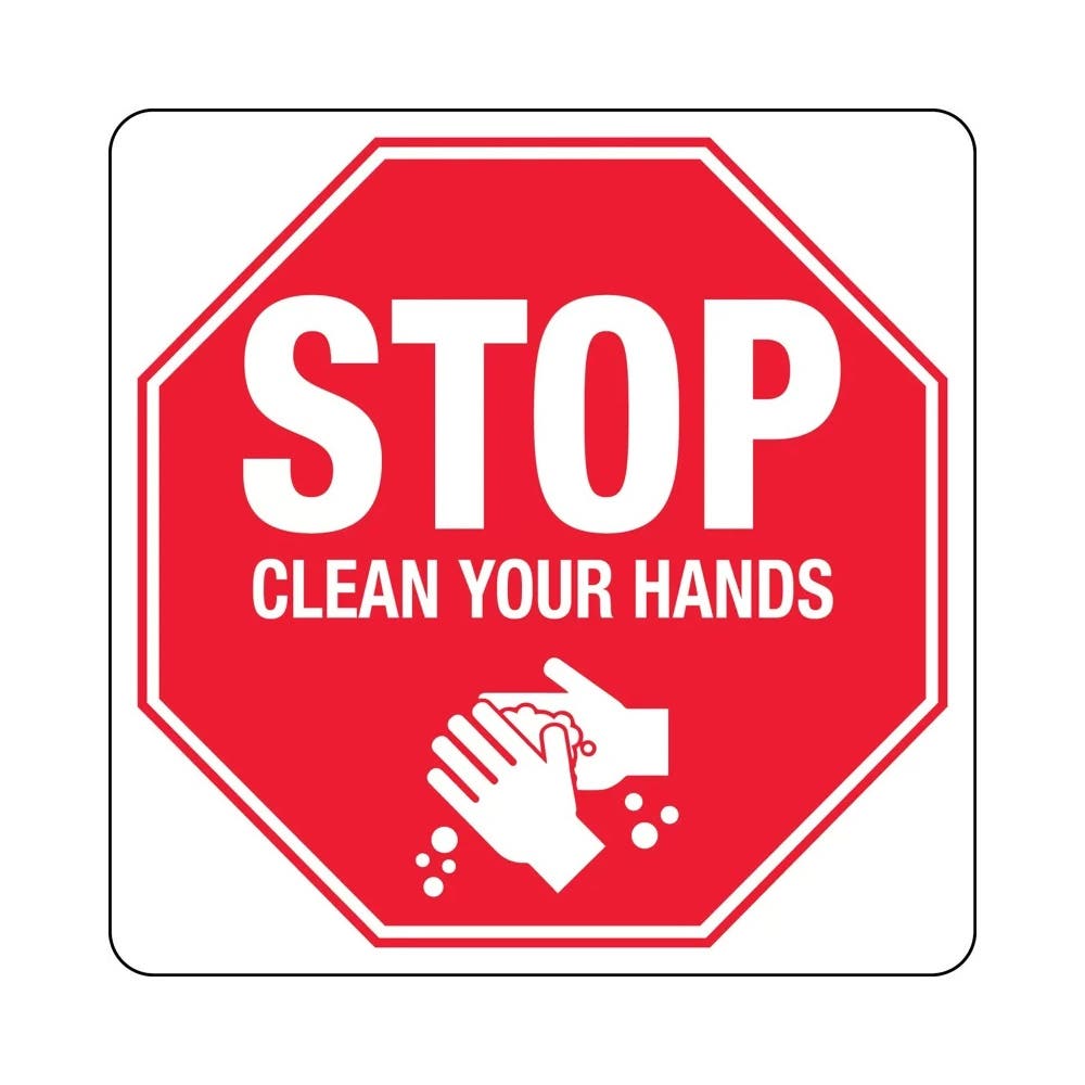 Sign 300x300mm Poly Red/White STOP Clean Your Hands_457548_5906MP