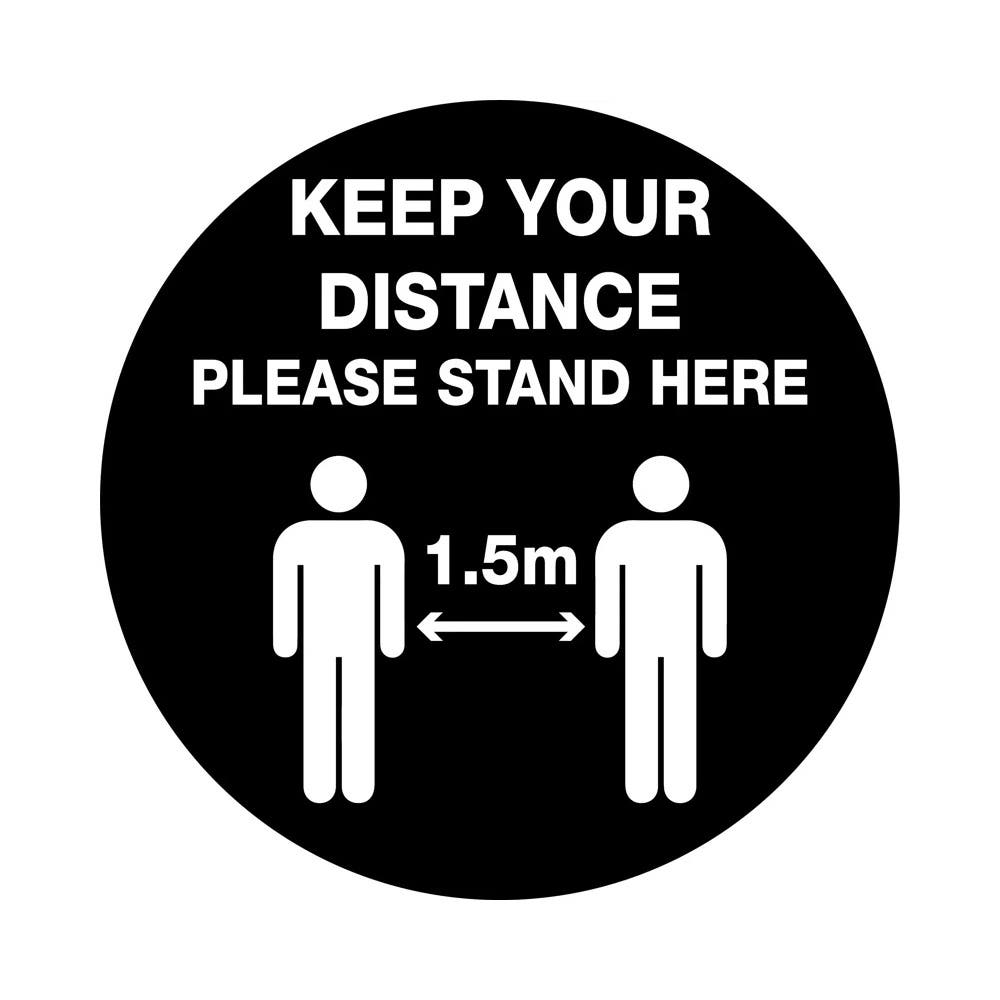 Floor Decal 400mm Anti Slip Yellow/Black Keep Your Distance 1.5m_457553_5910FG