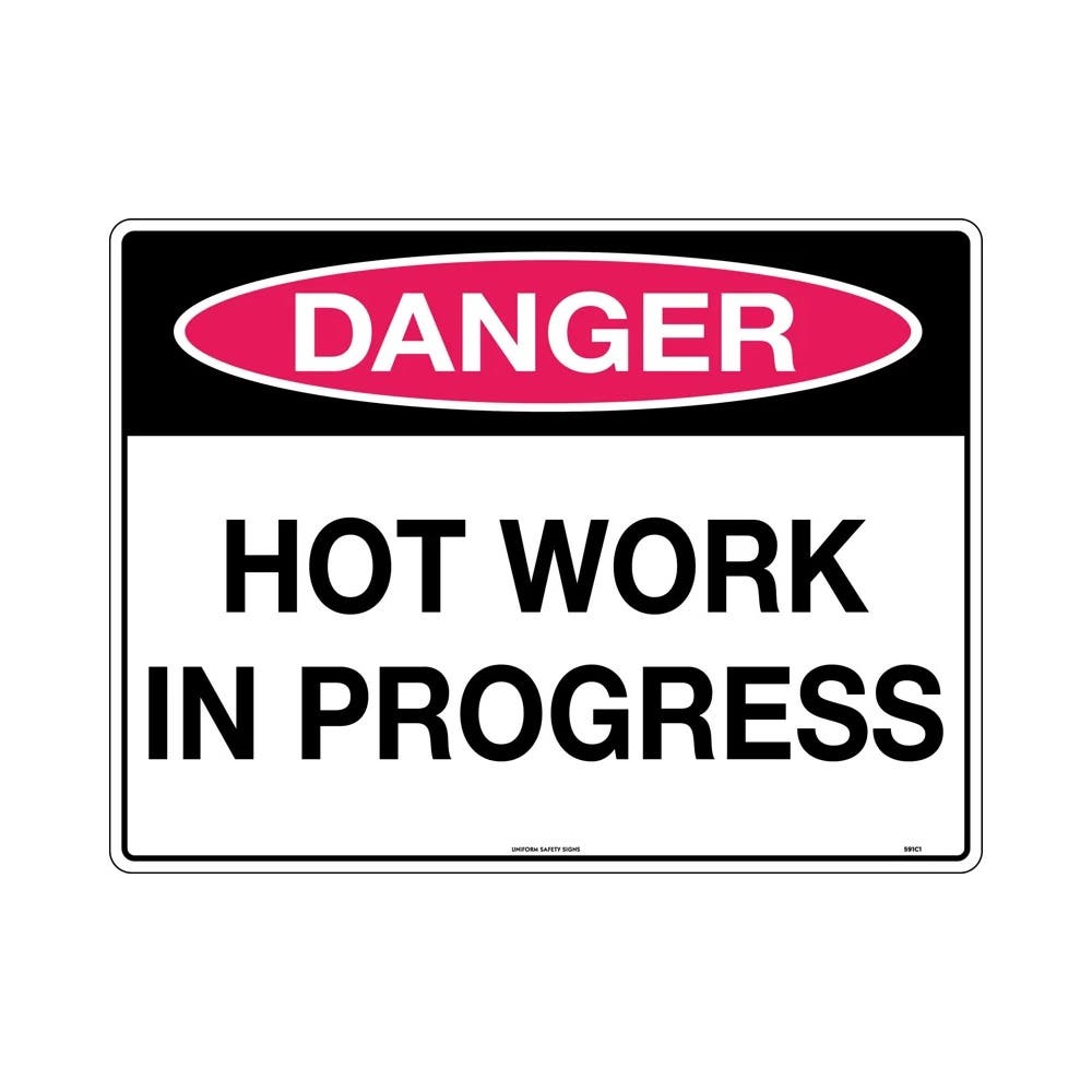 Danger Hot Works In Progress Sign Metal Class 1 - 600x450mm_511936_591C1