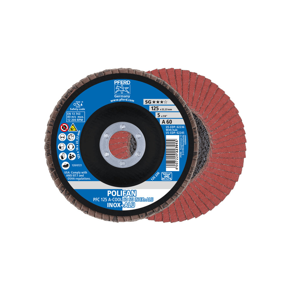 POLIFAN flap disc PFC 125x22.23mm conical A-COOL 60 SG INOX+ALU_40108567_67756125