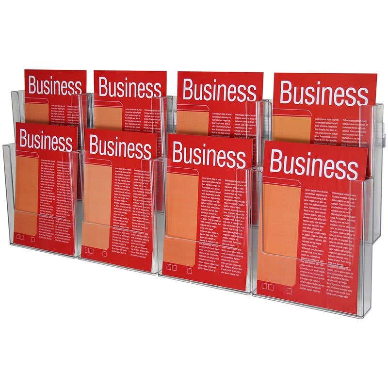 Holder Brochure Wall Mounted A4 2 Tier 8 Compartment 60014039 46560