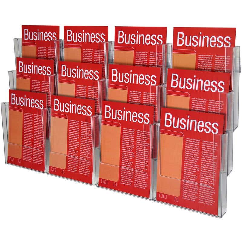 Holder Brochure Wall Mounted A4 3 Tier 12 Compartment 60014040 48438