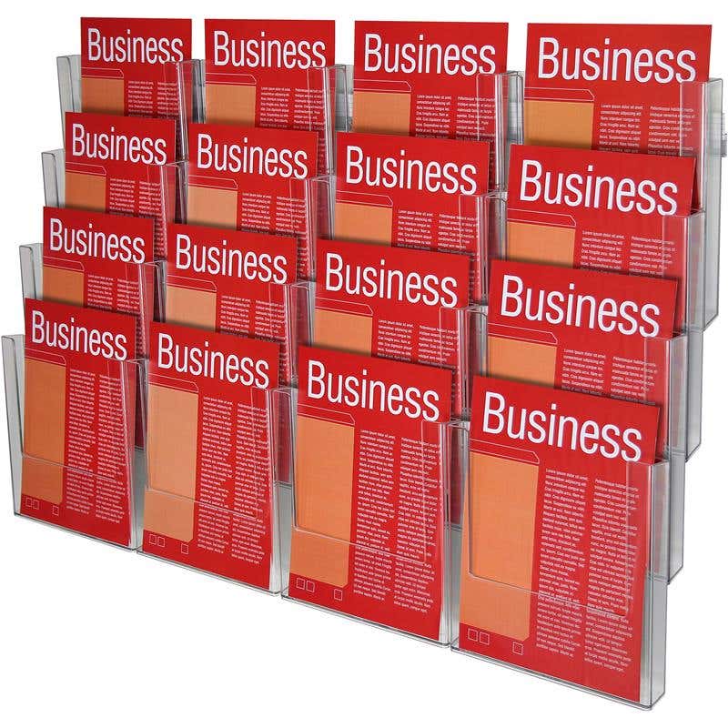Holder Brochure Wall Mounted A4 4 Tier 16 Compartment 60014041 46559