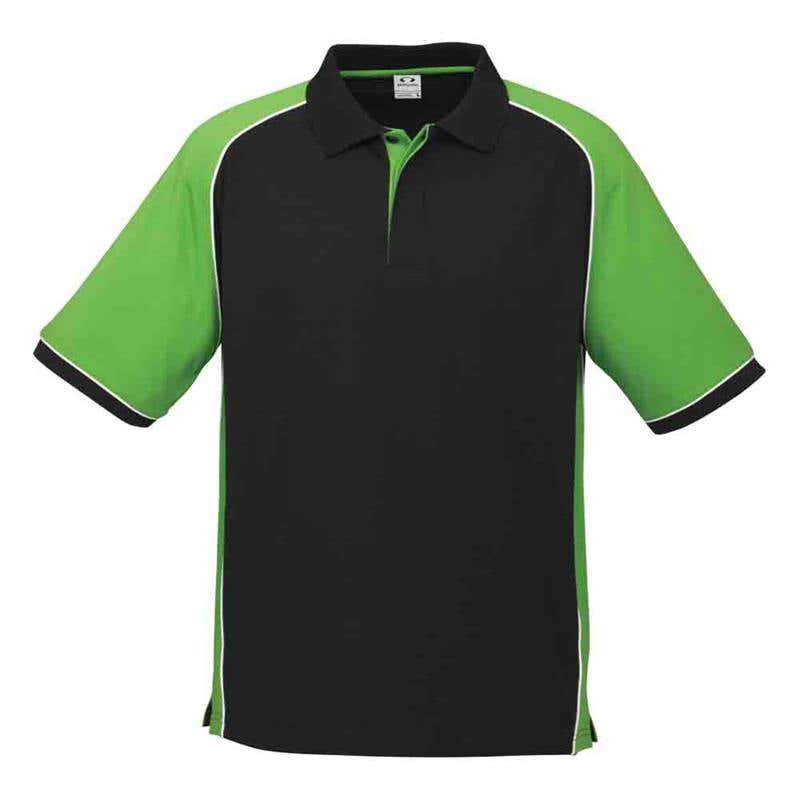 Shirt Polo S/S Poly/Cotton 210gsm Nitro Black/Green/White 2XL Biz 60015679 P10112-BLK/GRN/WHT-2XL