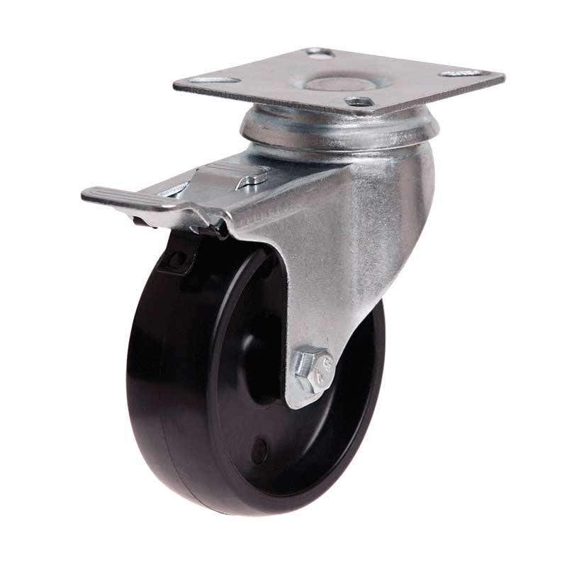 Castor Swivel 75 x 23mm Nylon Black + Brake K Core 50kg 60018749 S3708B