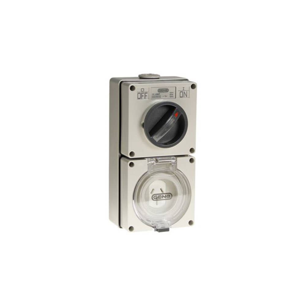 Powerpoint 1 Outlet 15A 250V 3 Flat Pin Switched IP66 60019952 CO1PH15