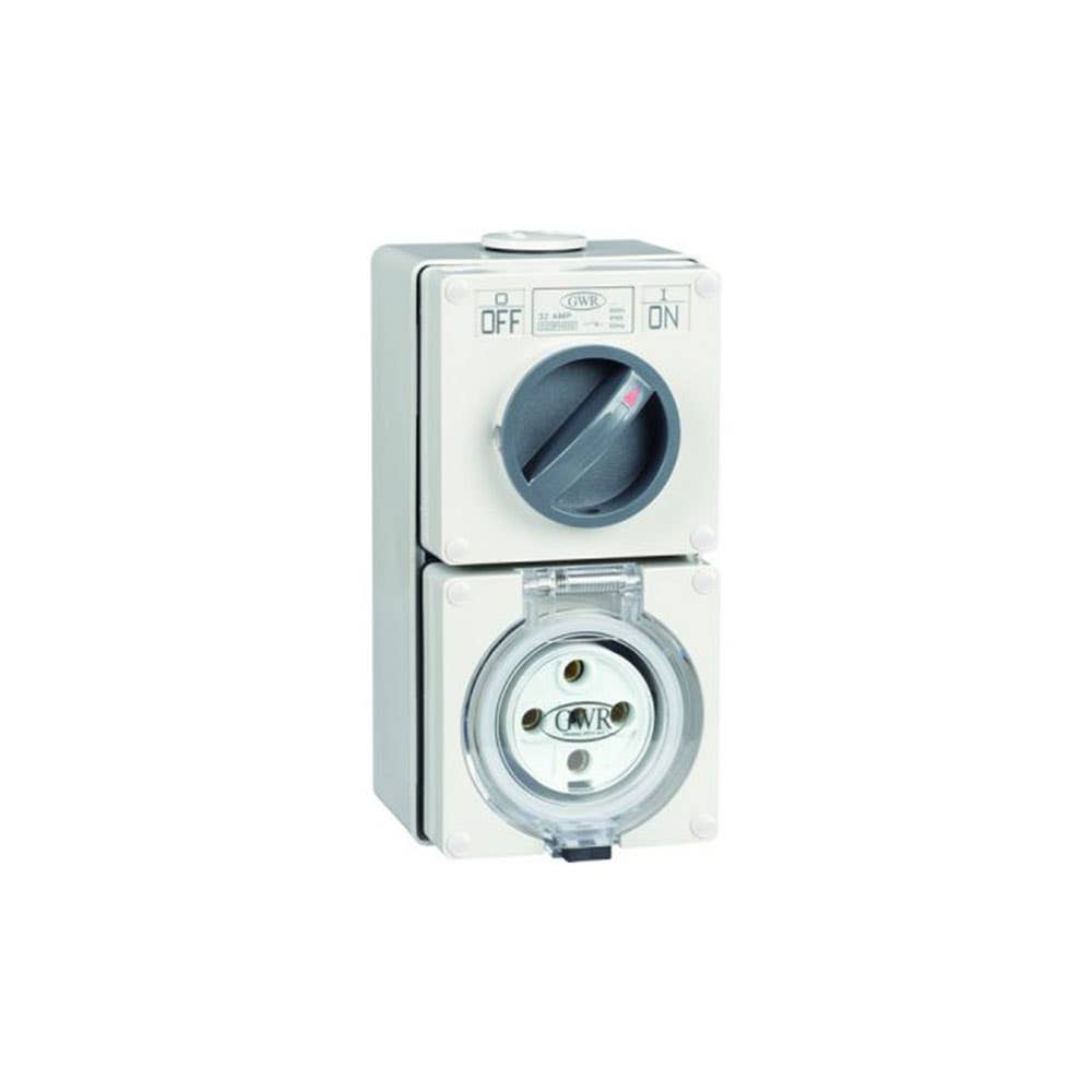 Powerpoint 1 Outlet 10A 500V 5 Round Pin Switched IP66 60019960 CO3PH510