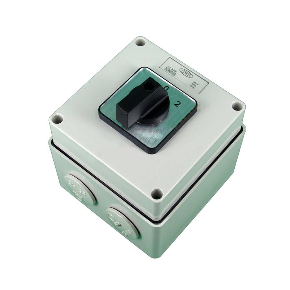 Switch Square Type 3 Pole Changeover Switch 66IP 20A Uniquip GWR 60020009 S3P20C/O