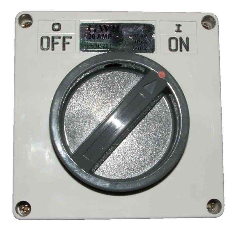 Switch Square Type 2 Pole Switch 66IP 10A Uniquip GWR 60020011 S2P10