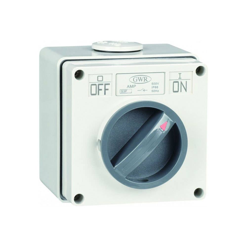Switch Square Type 3 Pole Switch 66IP 20A Uniquip GWR 60020013 S3P20