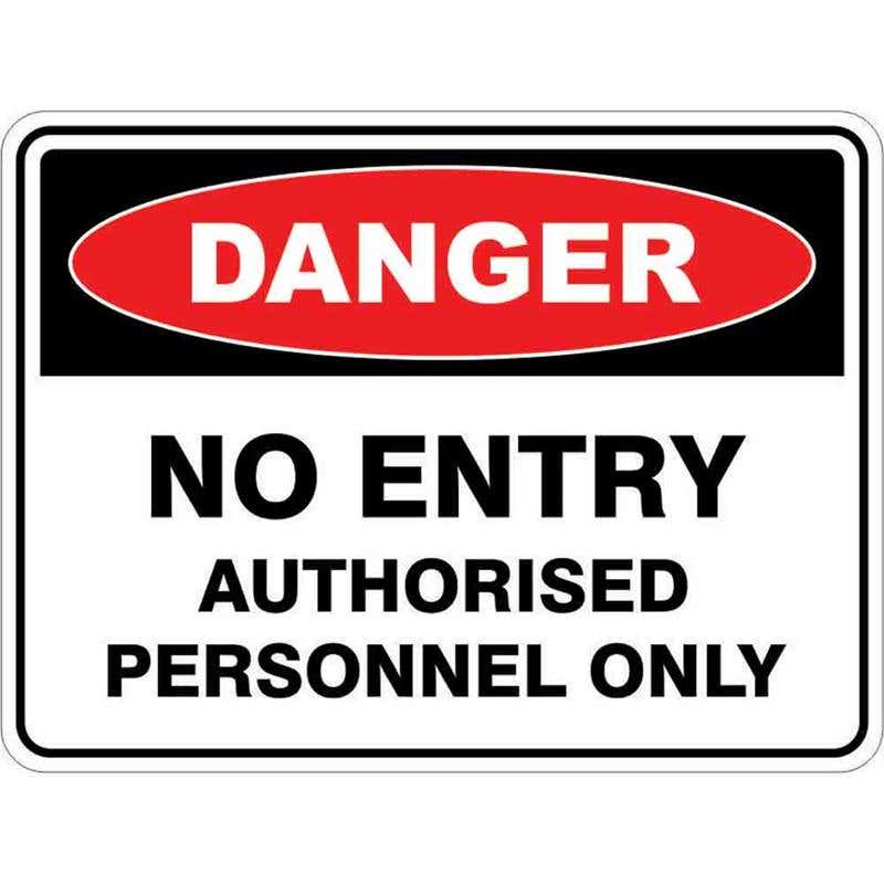 Sign DANGER NO ENTRY AUTHORISED PERSONNEL ONLY 300 x 225mm Fluted 60035299 DNENT3022F