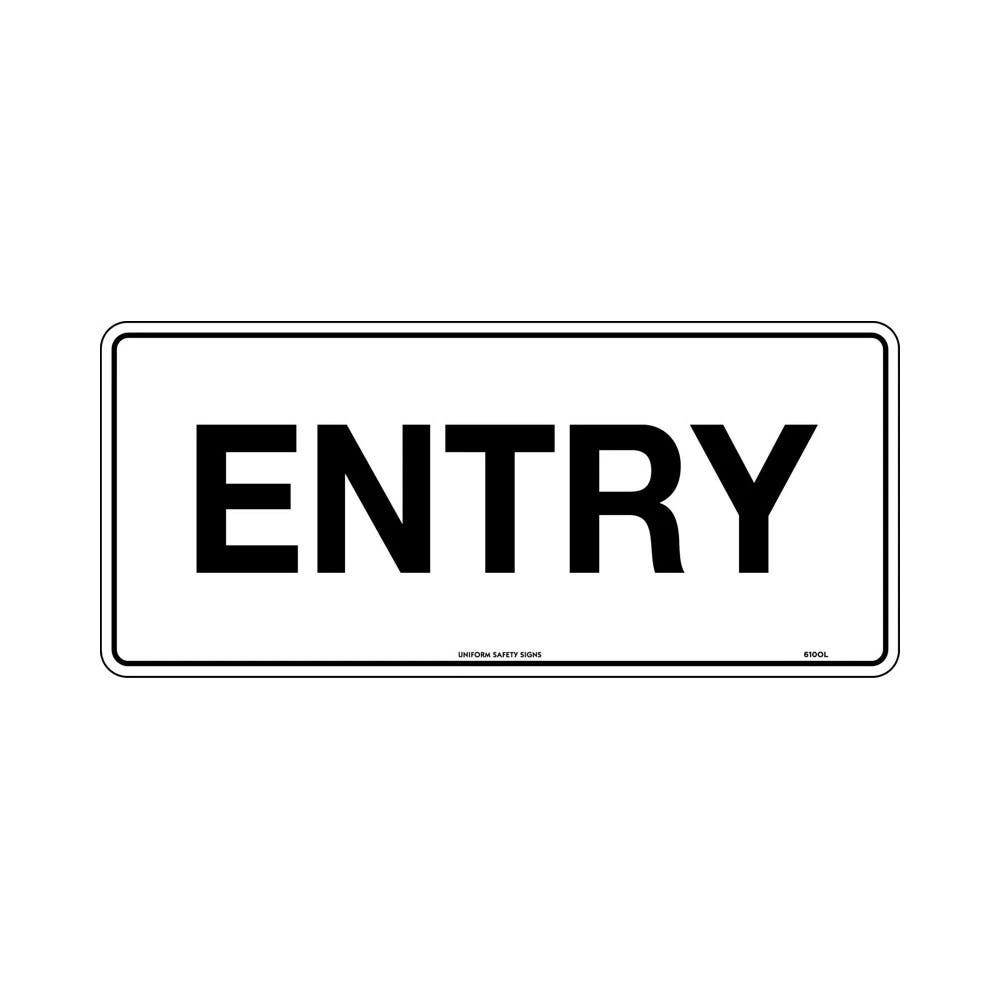 Sign 450x200mm Poly White/Black Entry_457572_610OLP