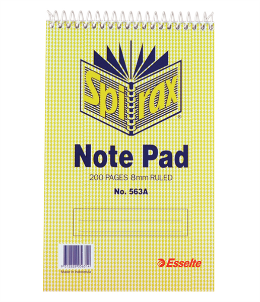 Spirax 563A Notebook Reporters Top Open 200X127mm 200 Pages 34185300 56049