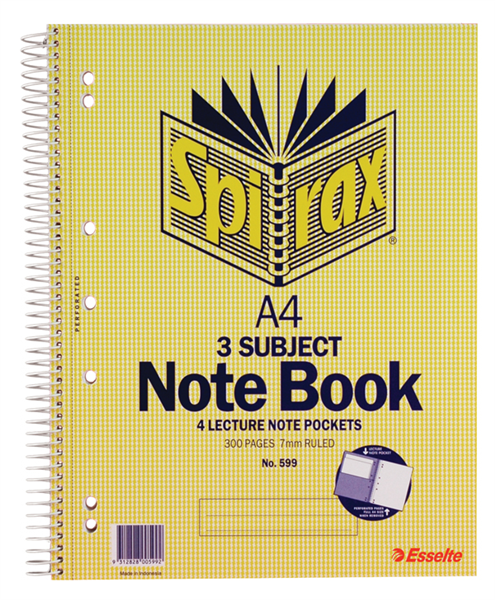 Spirax 599 Notebook 3 Subject 300 Page A4_34312800_85990