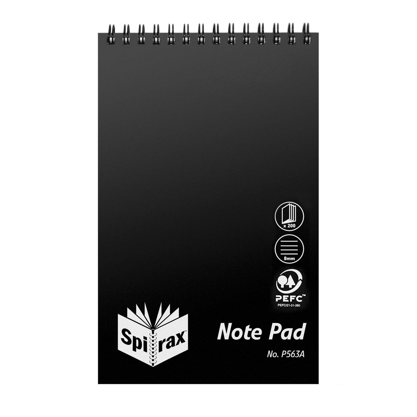 Spirax P563A Pp Notebook Reporters 200X127mm 200 Pages Black_660109101_5604900
