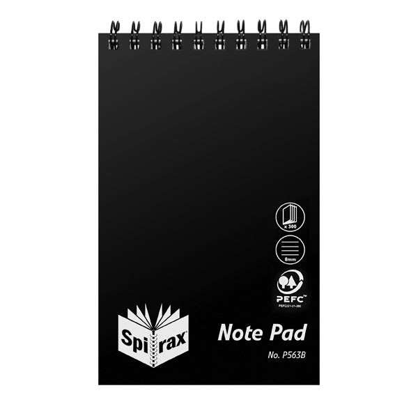 Spirax P563B Pp Notebook Reporters 200X127mm 300 Pages Black_660109201_5605000