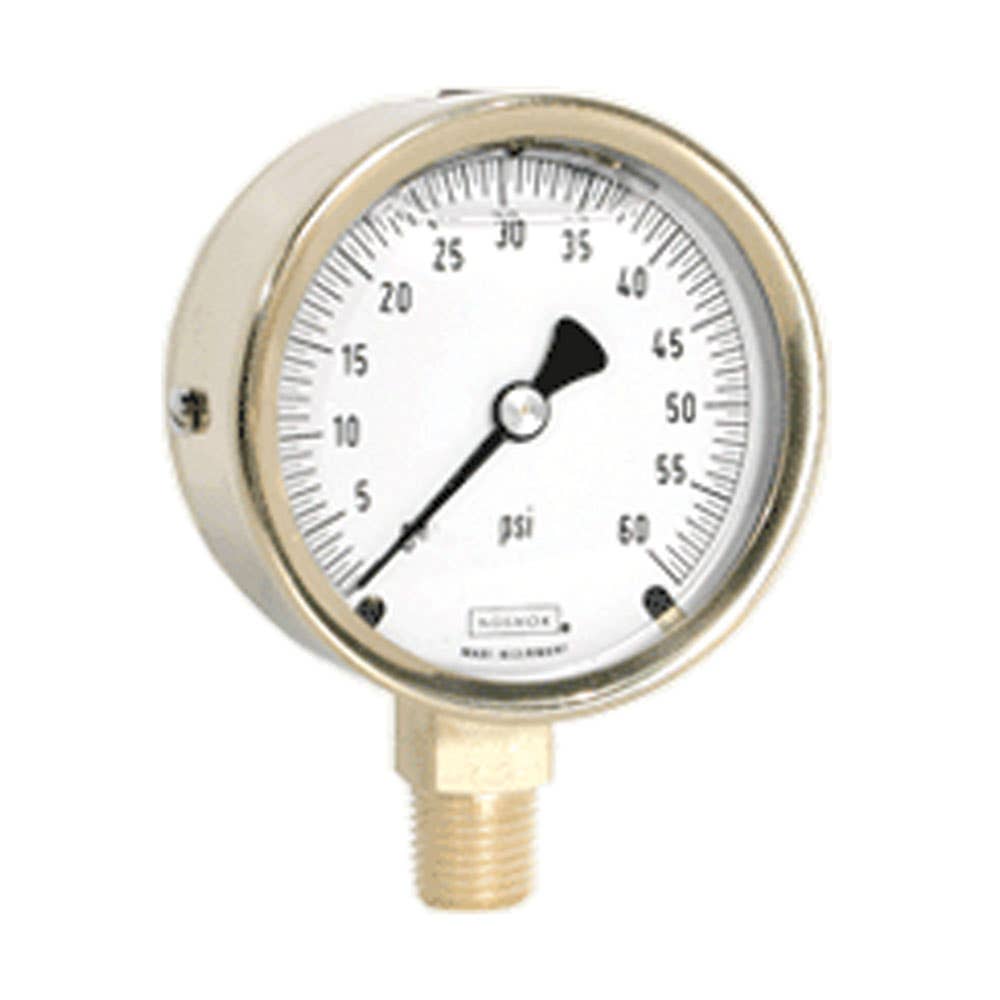 Pressure Gauge Brass Bottom Entry Liquid Filled 1/4 NPT 63mm 10,000psi 7321006 2530010000/70000