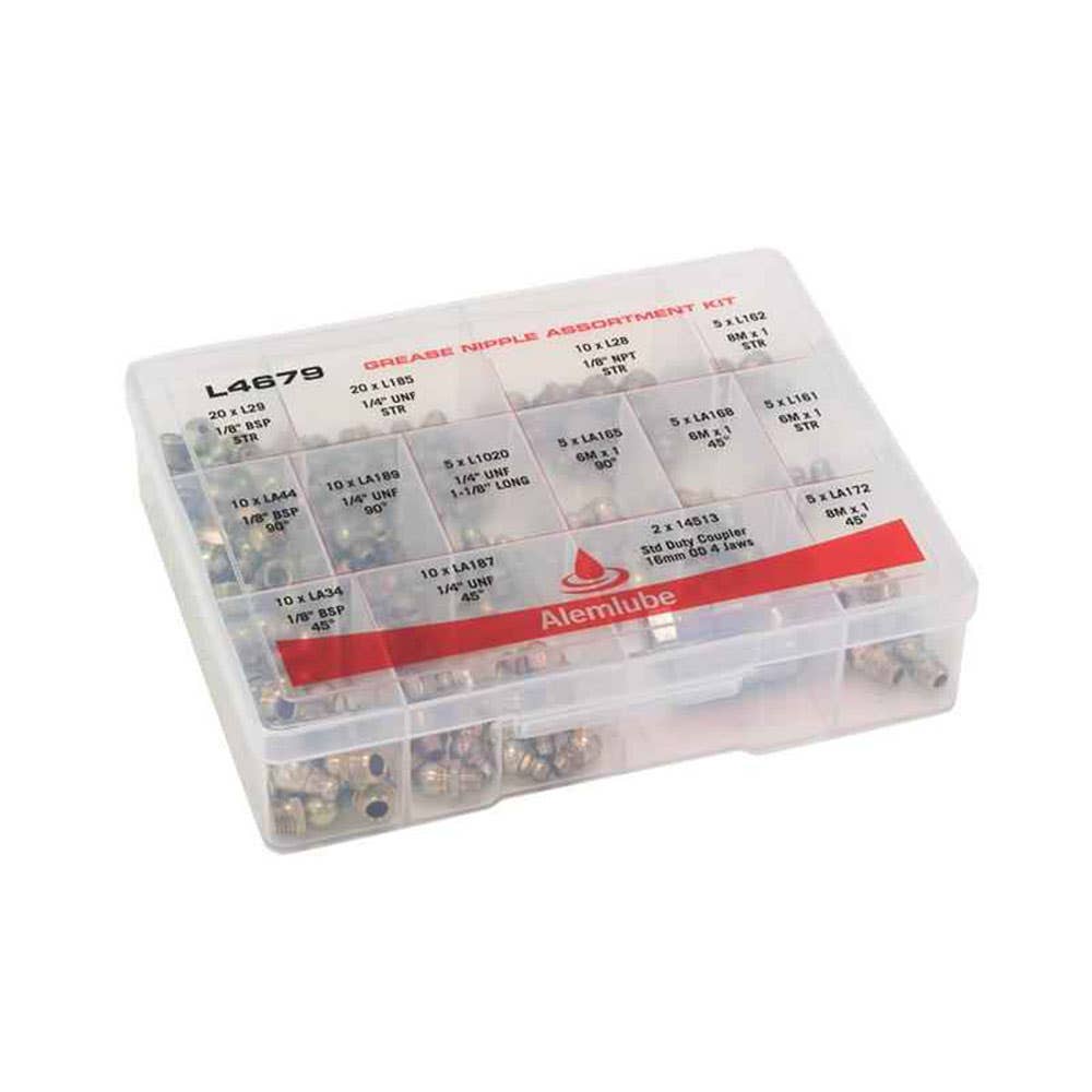 Grease Nipple Kit Automotive Assortment 115 Piece L4679 Alemlube 79900307 L4679