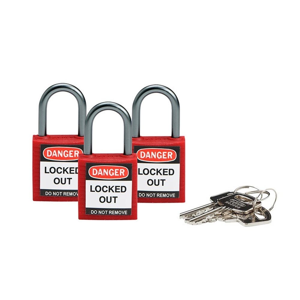 Lockout Tagout Brady Keyed Alike Padlocks Red Pk3 79901590 79901590 853205