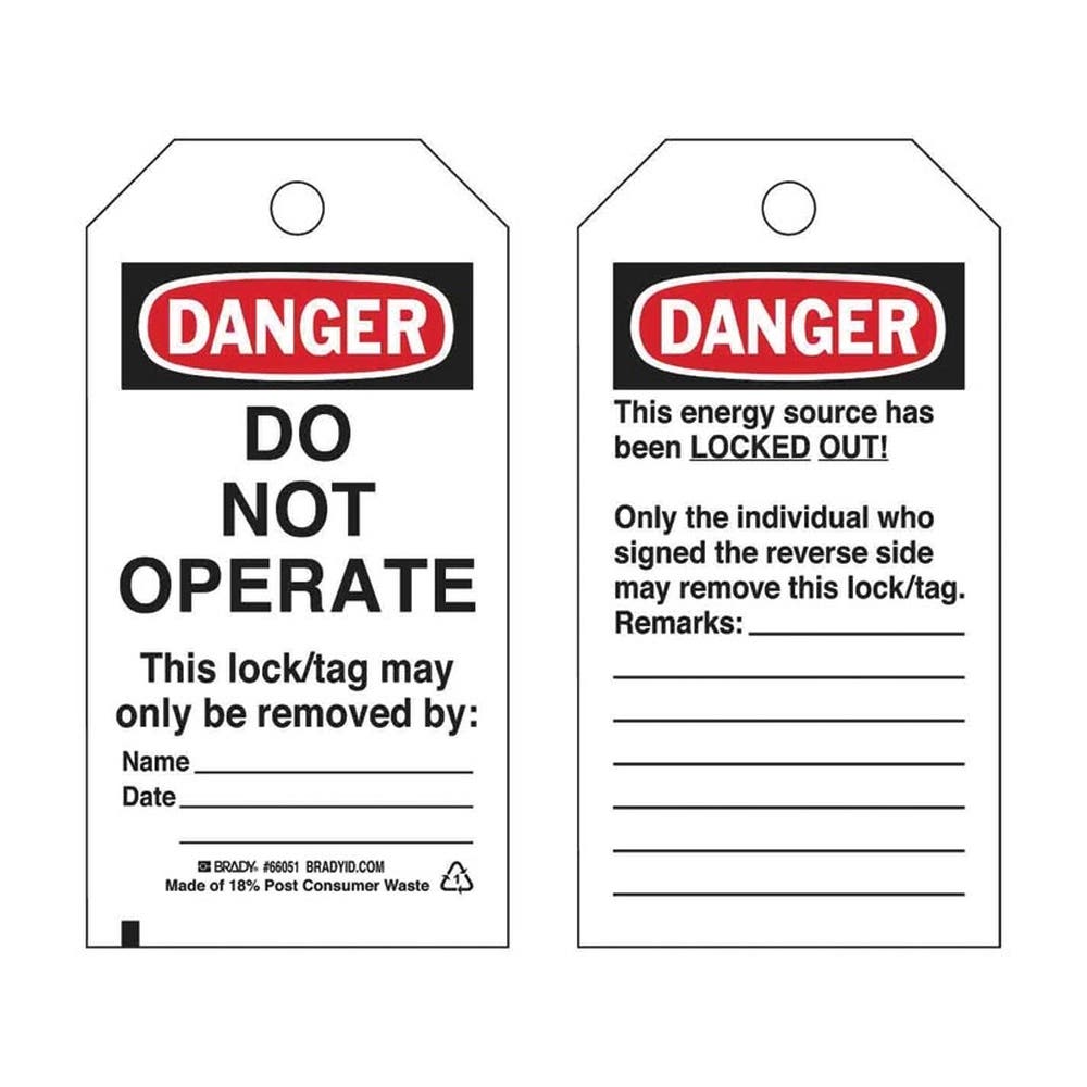 Lockout Tagout Tags Cardstock Rev.Side#2 B-853 Locked..Pk25 79901614 66069