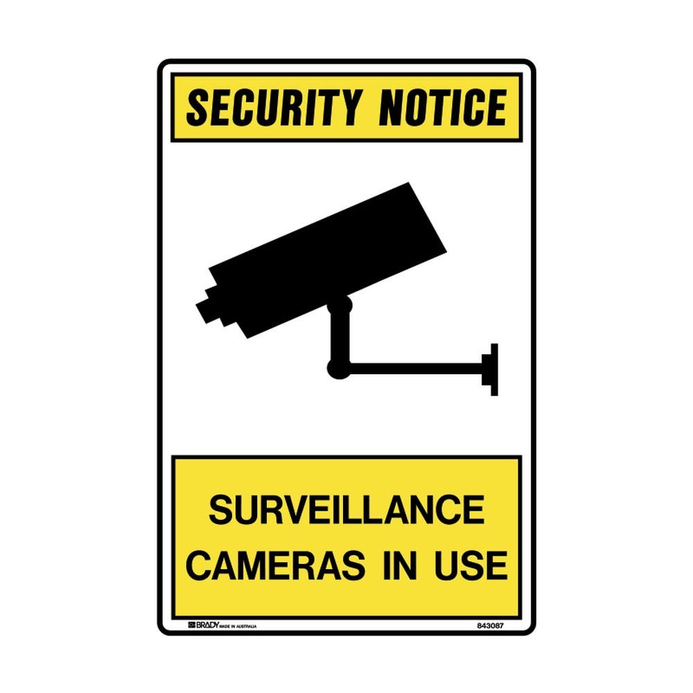 Sign Safety SECURITY NOTICE SURVEILLANCE CAMERAS IN USE Metal 450 x 300mm 79901725 843375