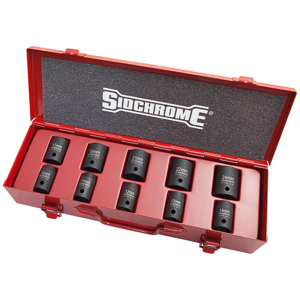 Socket Set Impact 1/2'' Dr Metric 10 - 24mm 10 Piece Sidchrome 81002321 81002321 XS410MT
