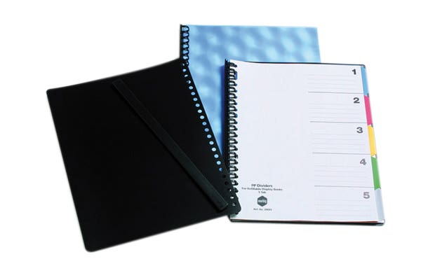 Marbig Dividers A4 5 Tab Polypropylene For Display Book Multi Colour 39453300 20089