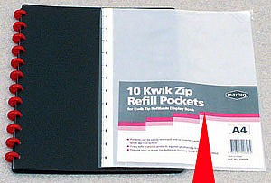Marbig Kwik Zip Display Book Refills A4 Clear Pack 10_39116400_20600