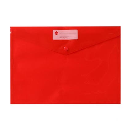 Marbig Doculope Document Wallet A4 With Button Red 39383124 2015003