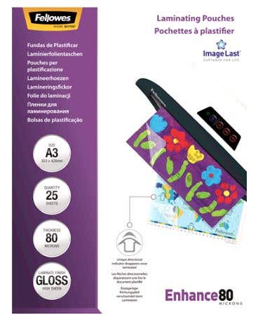 Fellowes Laminating Pouches 53964 A3 Gloss 80 Micron (50) 830001400 5396403