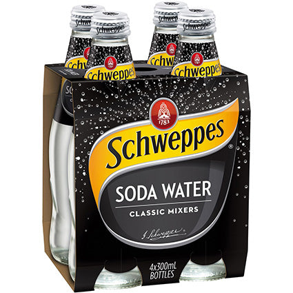 Schweppes Soda Water Classic Mixers Glass Bottle 300ml Pack 4_87000510_10001400